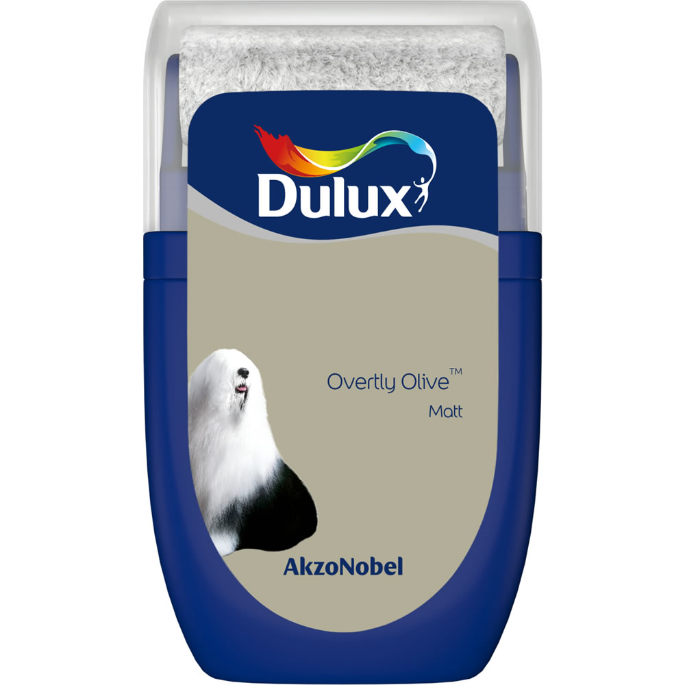 Dulux Overtly Olive Matt Emulsion Paint Tester Pot 30ml Image