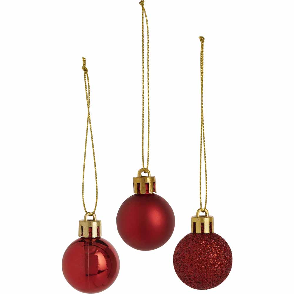 Wilko Traditional Assorted Mini Christmas Baubles 10 Pack Image 7