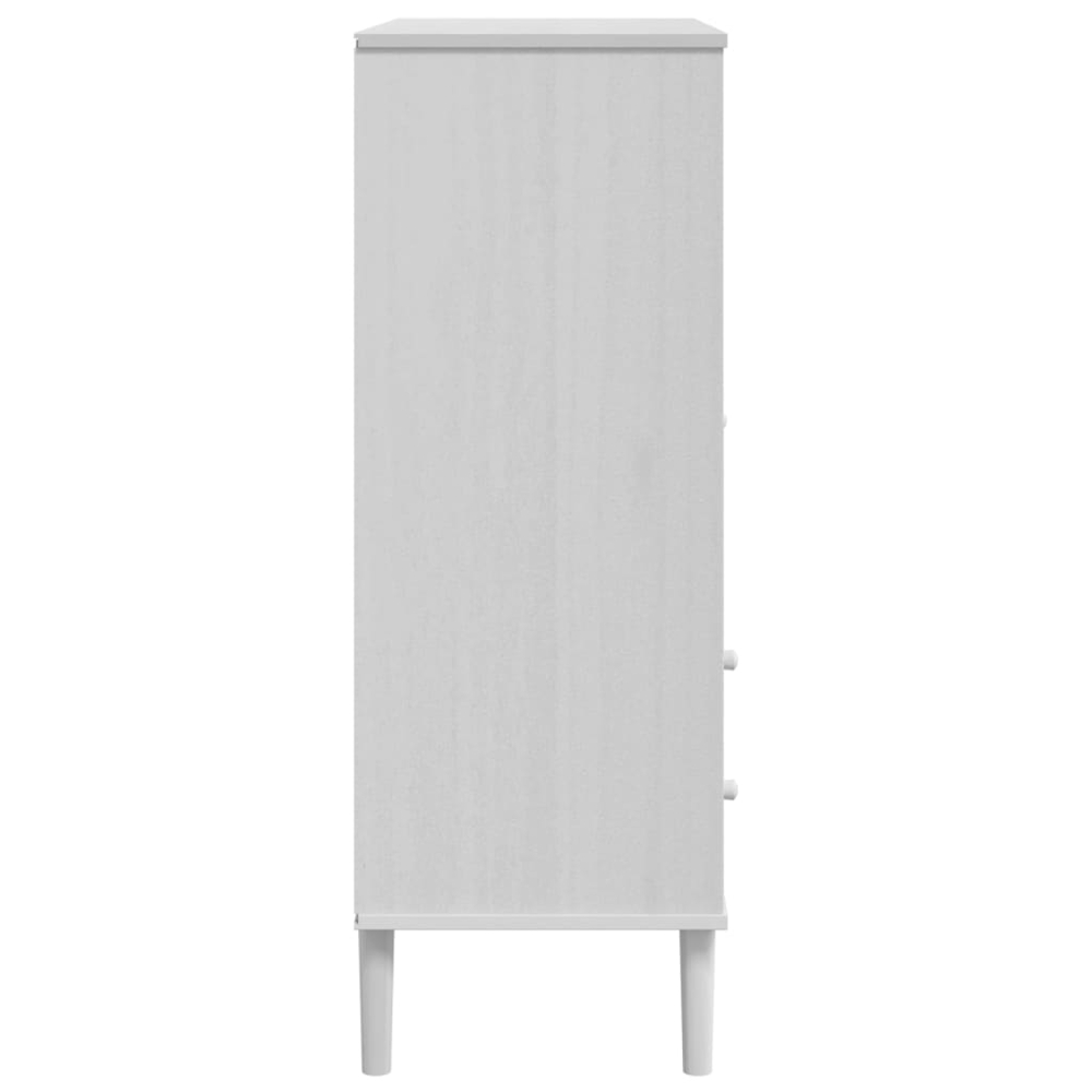 vidaXL Senja Single Door 2 Drawer 2 Shelf White Solid Pine Wood Rattan Look Highboard Image 7