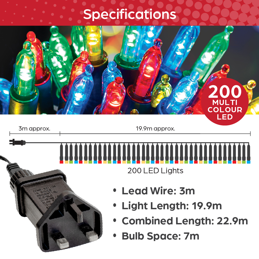 The Christmas Workshop 200 Multicolour Ultra Bright Christmas Tree Lights Image 13