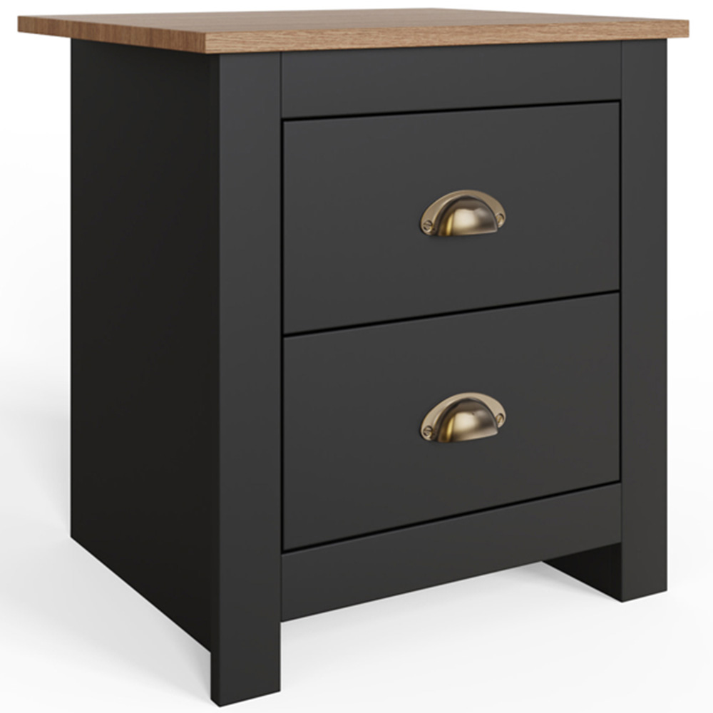 GFW Lancaster 3 Piece Black and Oak Bedroom Set Image 4