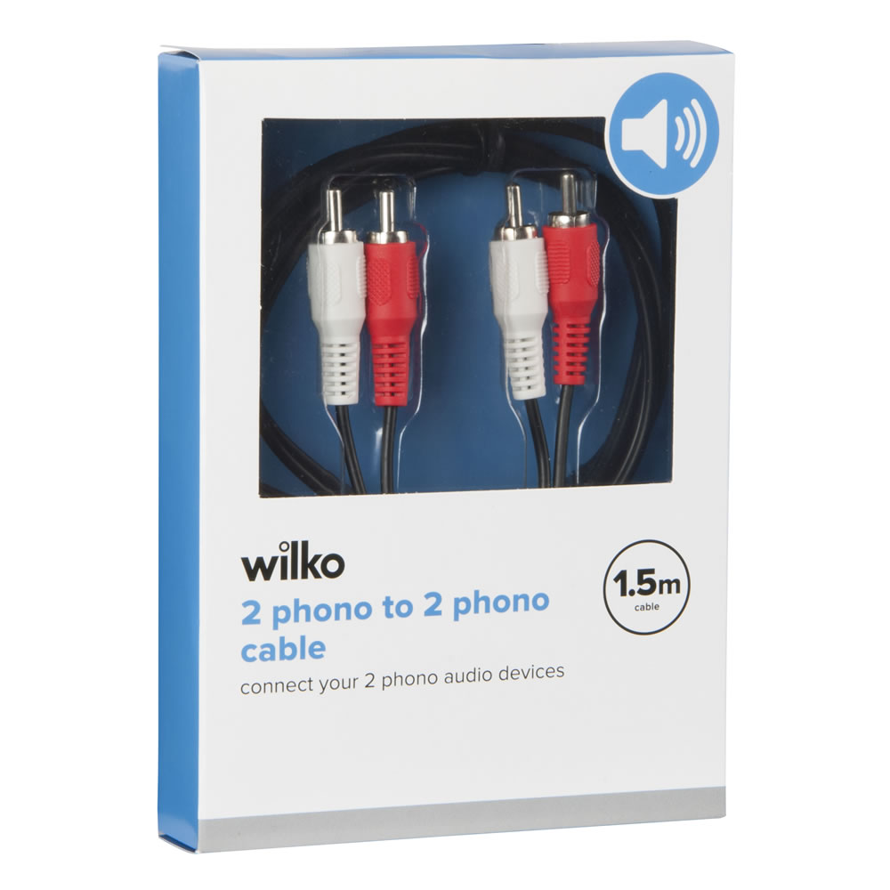 Wilko 1.5m 2 Phono to 2 Phono Cable Wilko