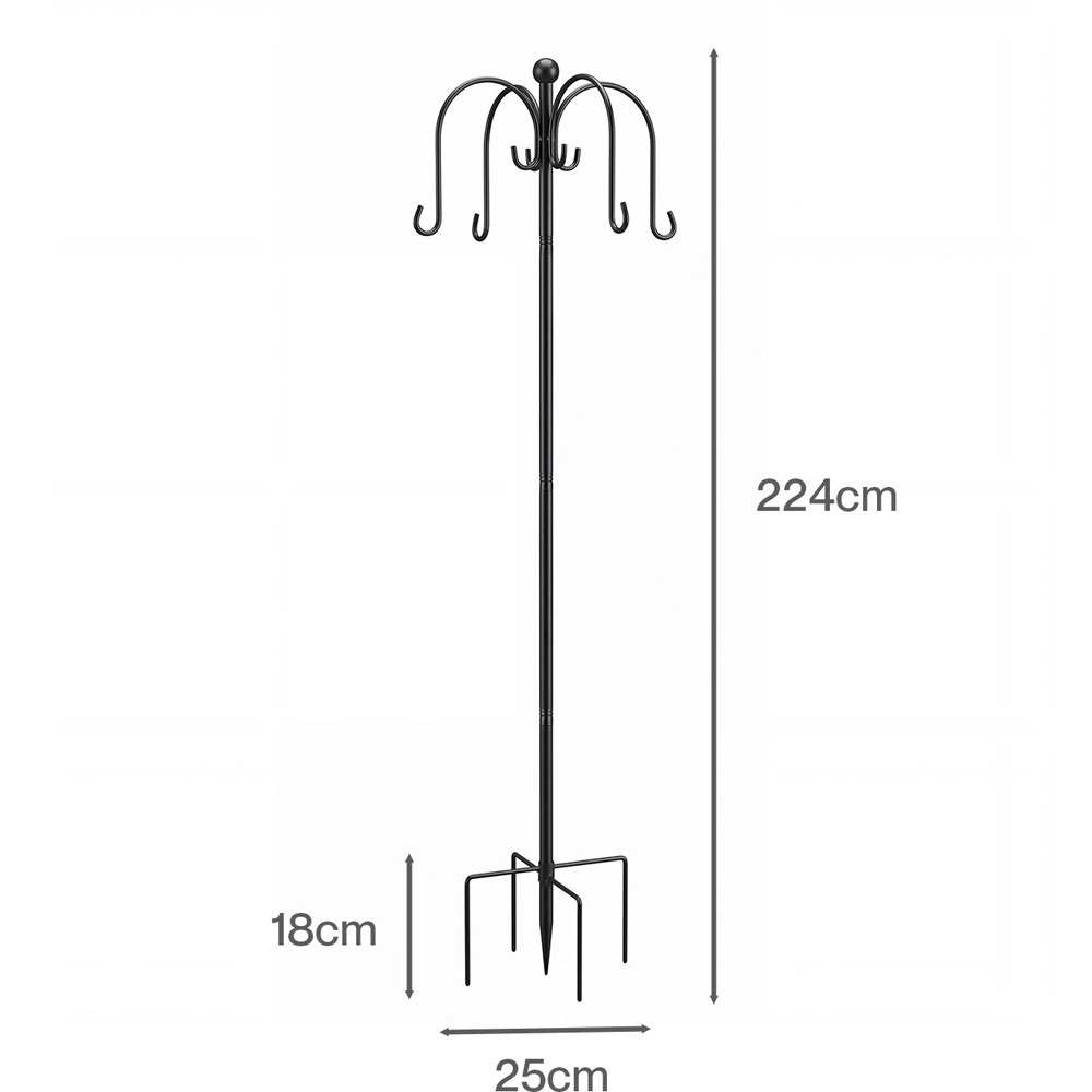 TOQUE Black Height Adjustable Bird Feeding Station with Shepherd Hooks Image 9