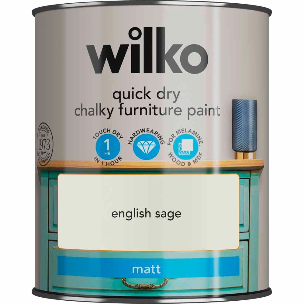 Wilko Quick Dry Chalky Furniture English Sage Paint 750ml Wilko