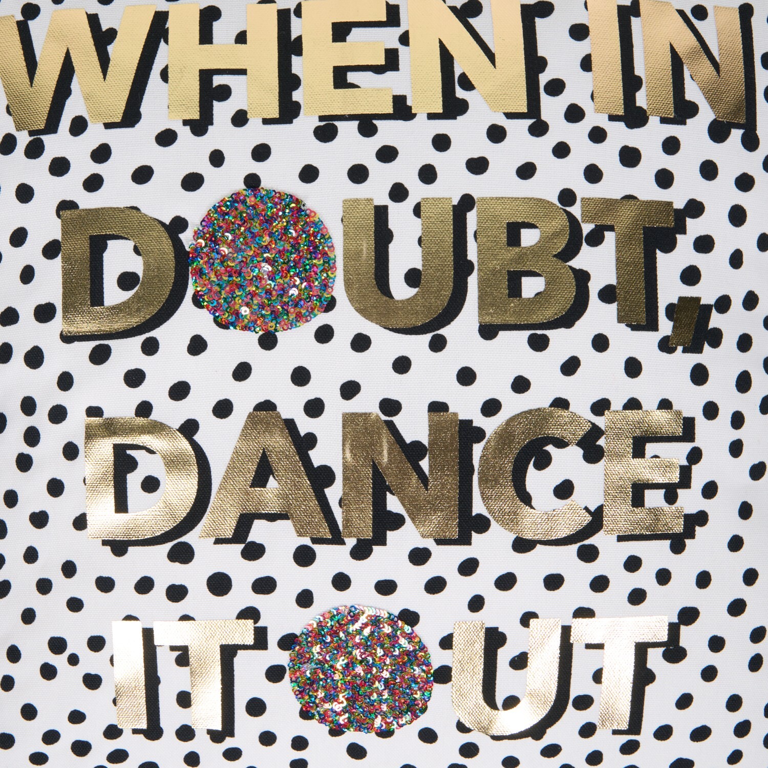 Dance It Out Cushion White, Black and Gold Image 4