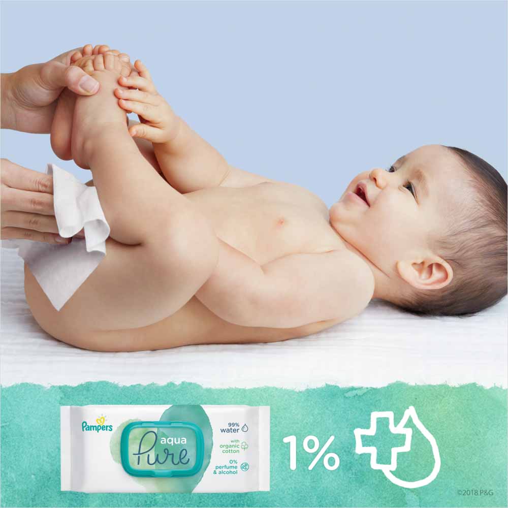 Pampers Aqua Pure Sensitive Baby Wipes 48 Pack Image 5