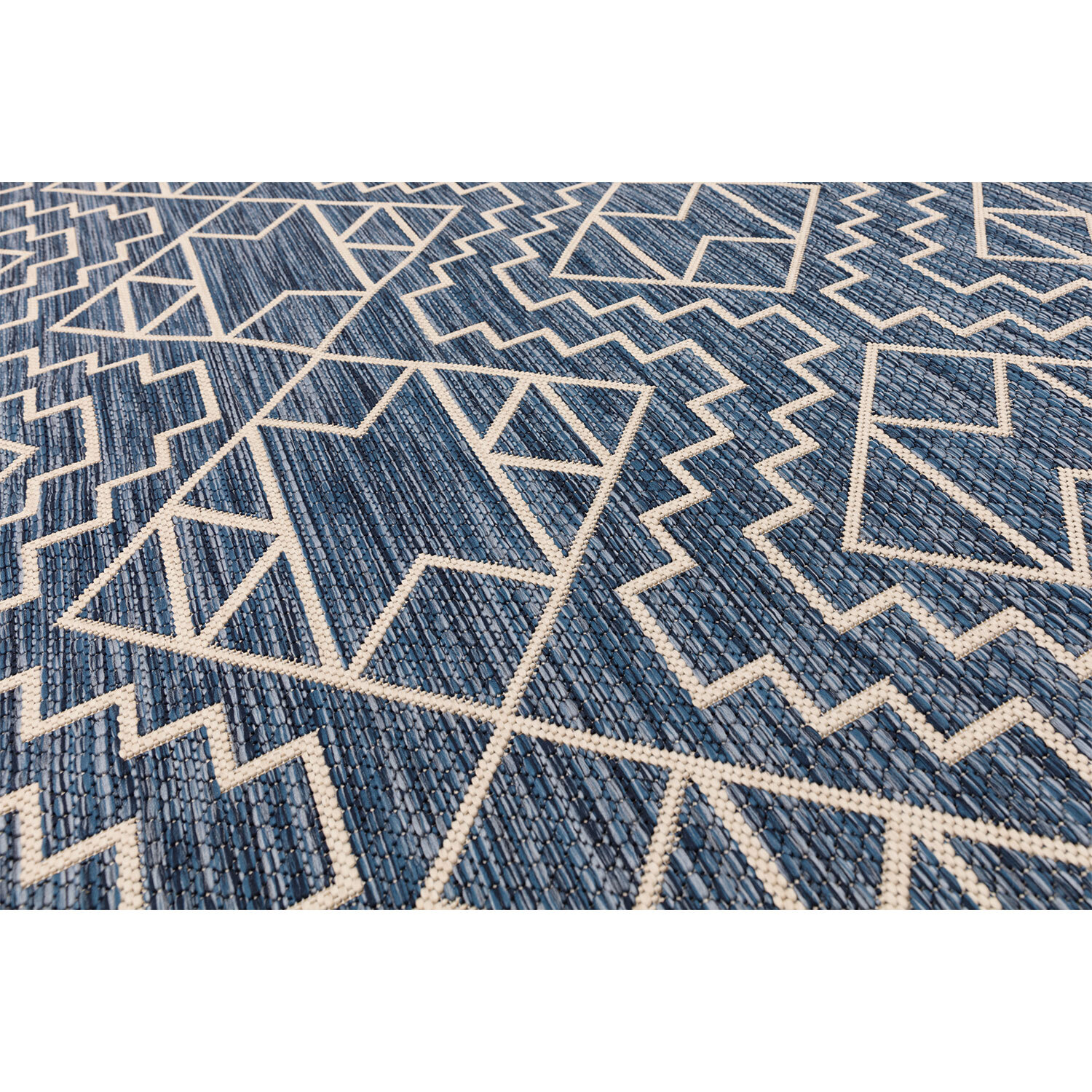 Blue Aztec Indoor Outdoor Rug 160cm Image 3