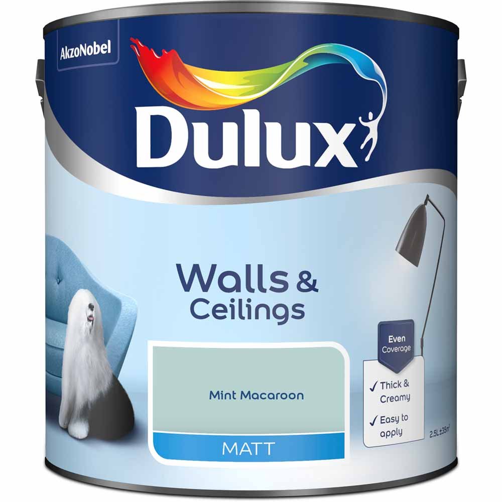 Dulux Walls & Ceilings Mint Macaroon Matt Emulsion Paint 2.5L Image 2