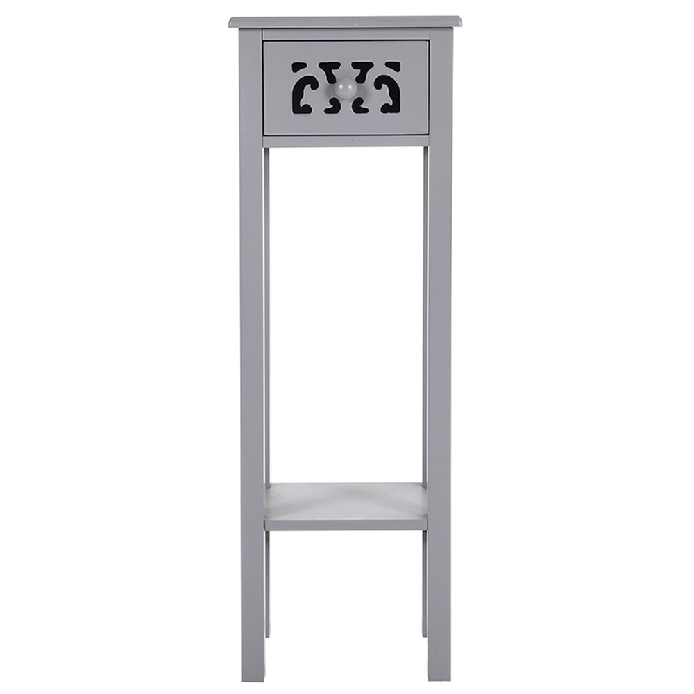 Living and Home Grey Wooden Plant Stand with Drawer Image 4