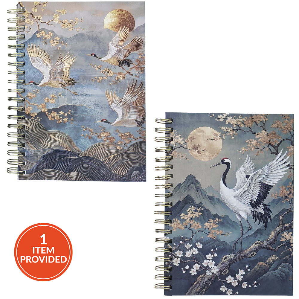 Vintage Crane Print B5 Notebook Image 1