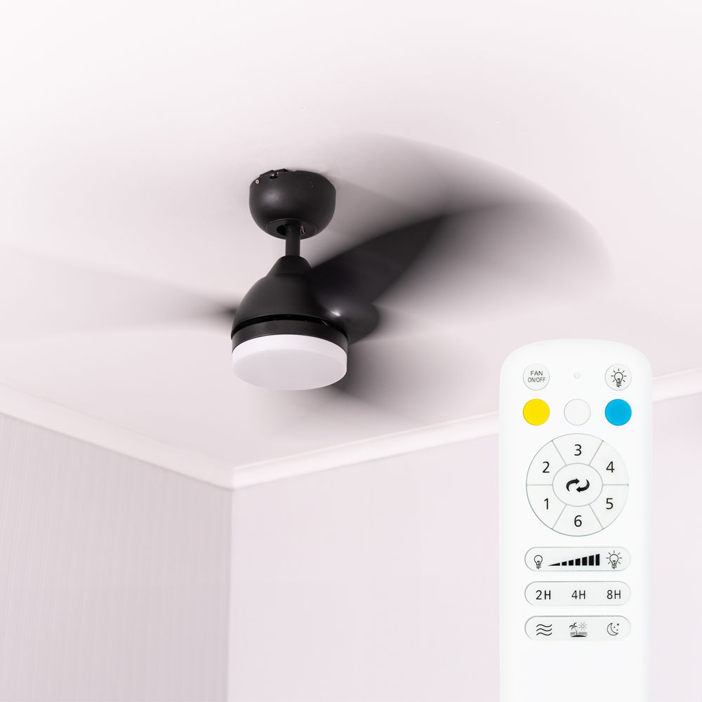 ValueLights Matt Black Ceiling Fan with LED Light and Remote 36 inch Image 3