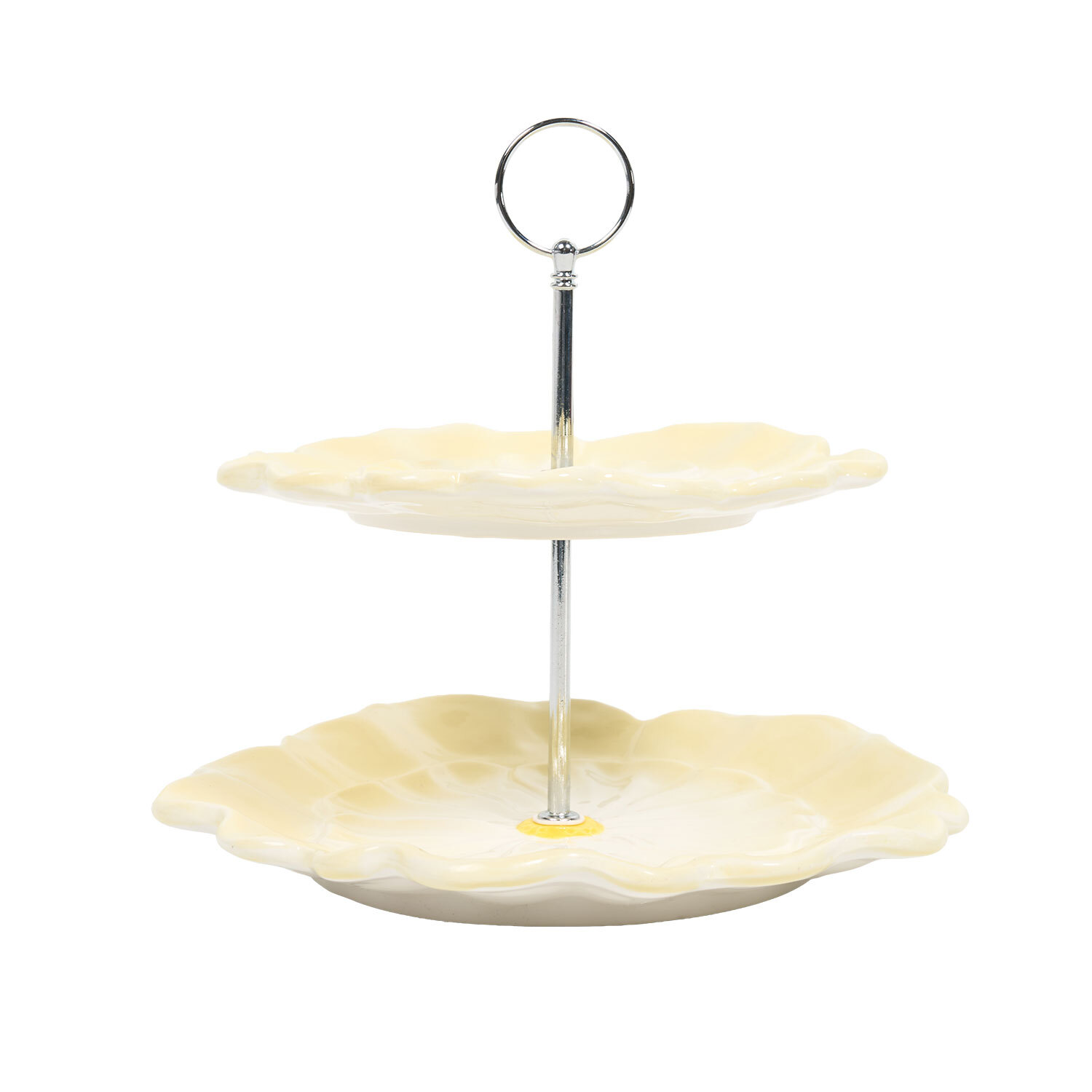 2 Tier Flower Cake Stand Yellow Image 5