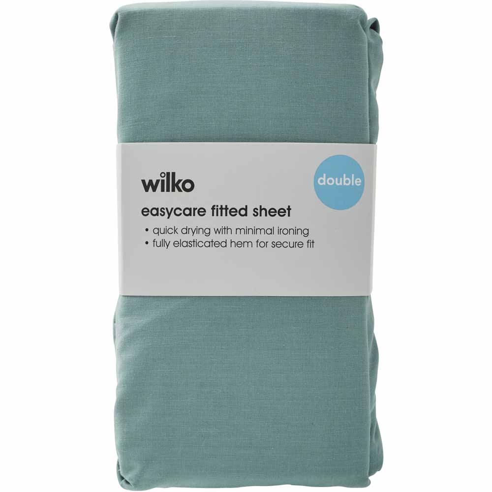 Wilko Fitted Sheet Soft Moss Double Image 2