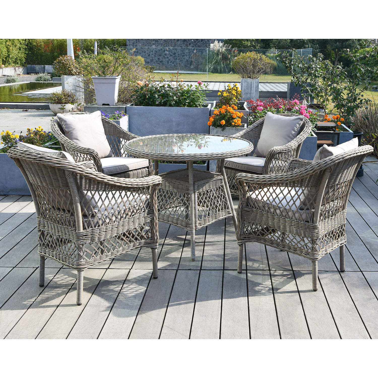 Granada 4 Seater Dining Set - Grey Image 5