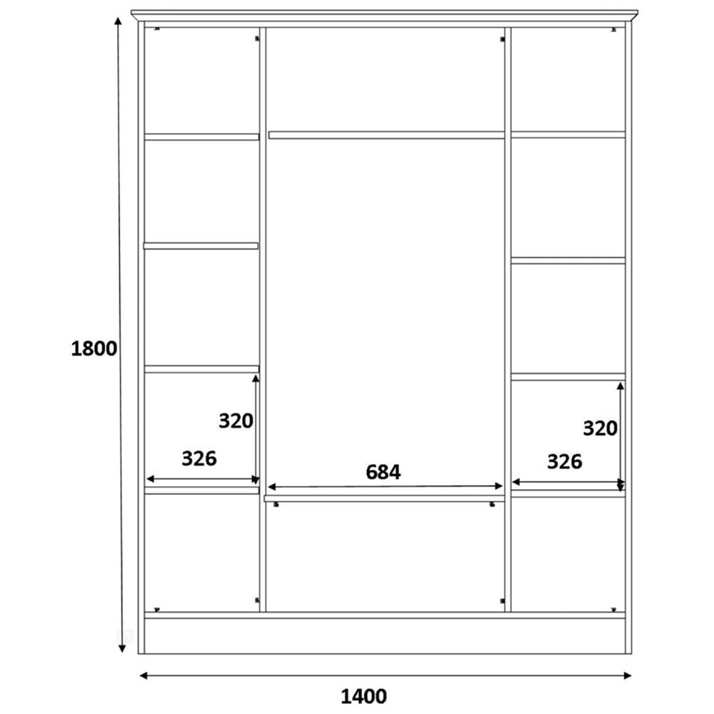 Evu Combe 4 Door 2 Drawer White Mirror Wardrobe Image 5