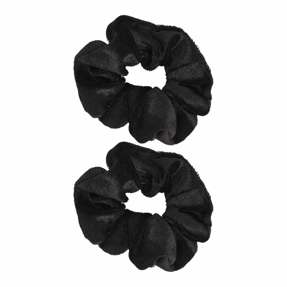 Wilko Scrunchie Black Velvet 2 Pack Image 1