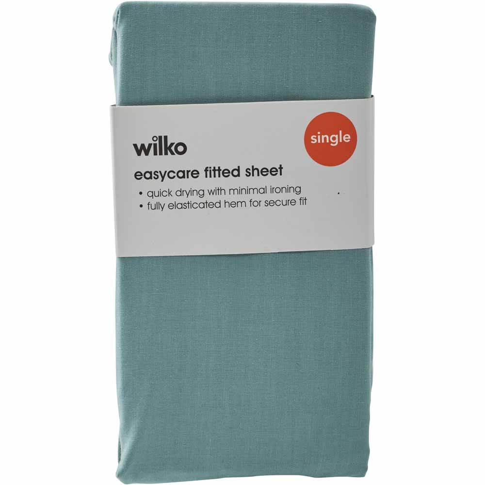 Wilko Fitted Sheet Soft Moss Single Image 2