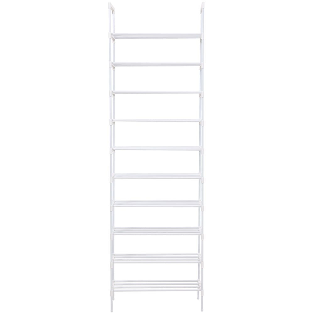 H&O Direct 10 Shelf White Metal Shoe Rack Image 2