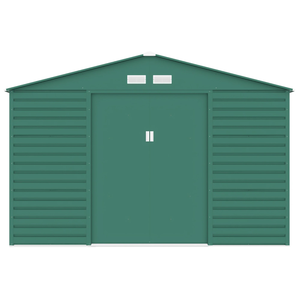 StoreMore Lotus Hypnos 11 x 10.5ft Double Door Green Apex Metal Shed Image 2