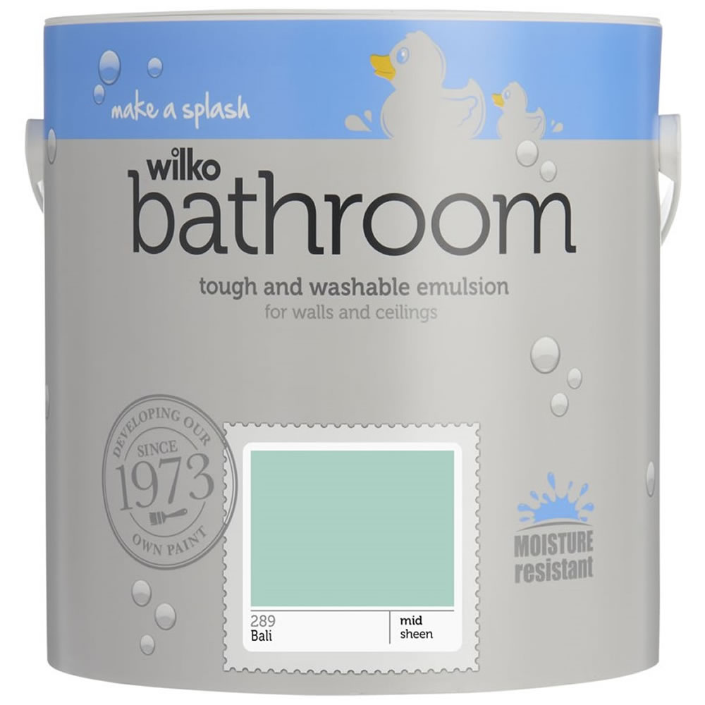 Wilko Bathroom Bali Mid Sheen Emulsion Paint 2.5L Image 1