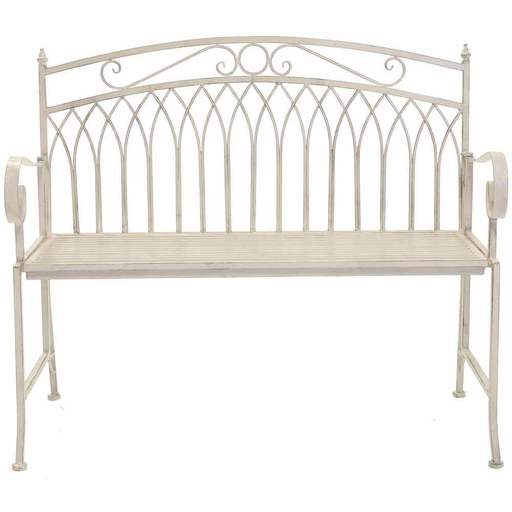 Charles Bentley Wrought Iron White Bench Image 2