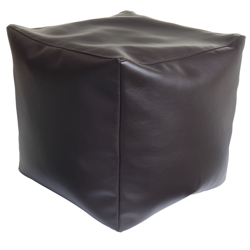 Wilko Faux Leather Footstool Chocolate Image