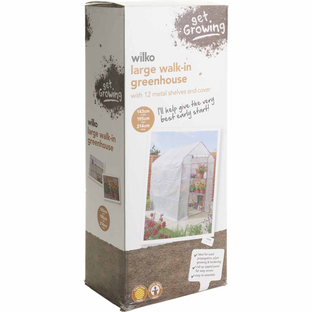 Wilko Large Walk In Greenhouse with 12 Metal Shelves Image 6