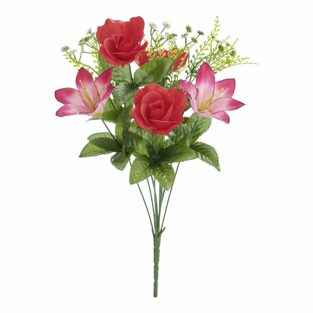 Wilko Medium Bunch Lily and Rose Mix Pink and Red Wilko