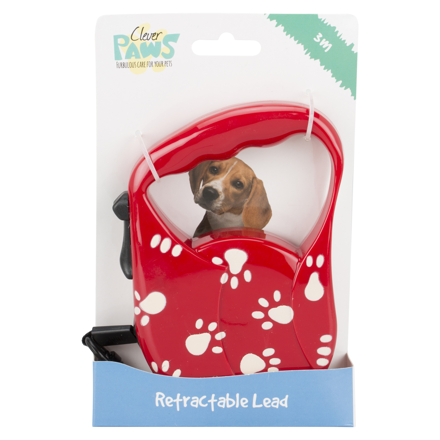 Clever Paws Paw Print Retractable Lead 3m Image 1