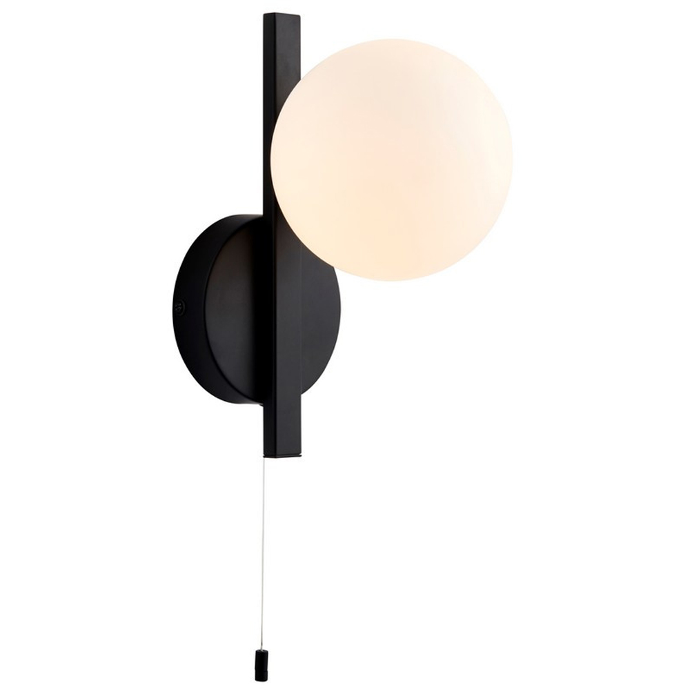 Merano Riomaggiore Matt Black Matt Opal Glass Bathroom Wall Lamp Image 3
