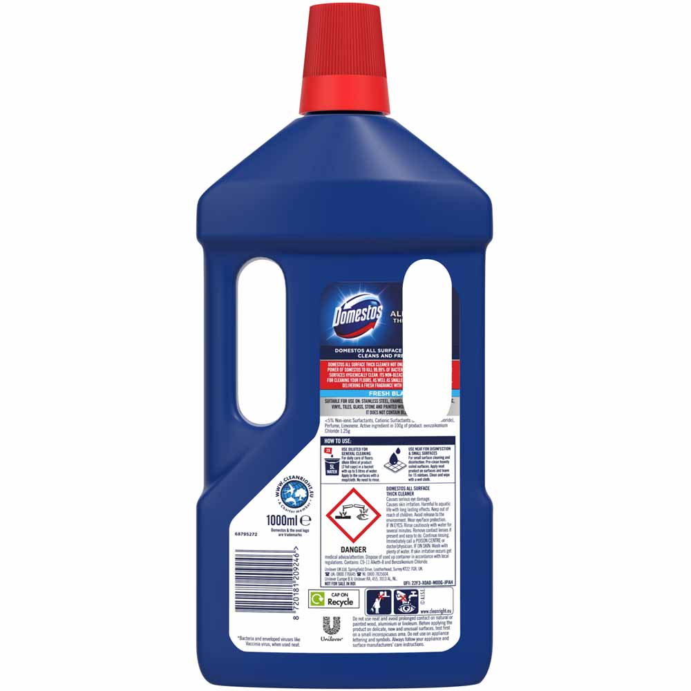 Domestos All Surface Cleaner Case of 8 x 1L Image 3