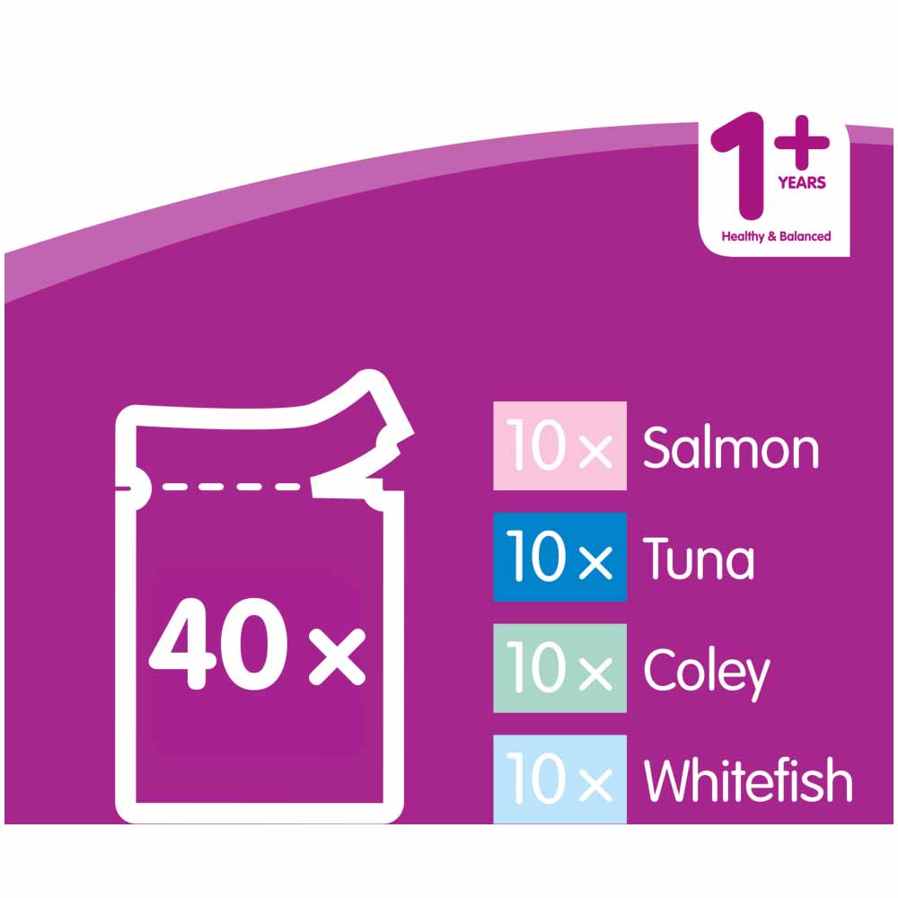 Whiskas Adult 1 Years+ Fish Selection in Jelly Cat Food Pouches 40x100g Image 9