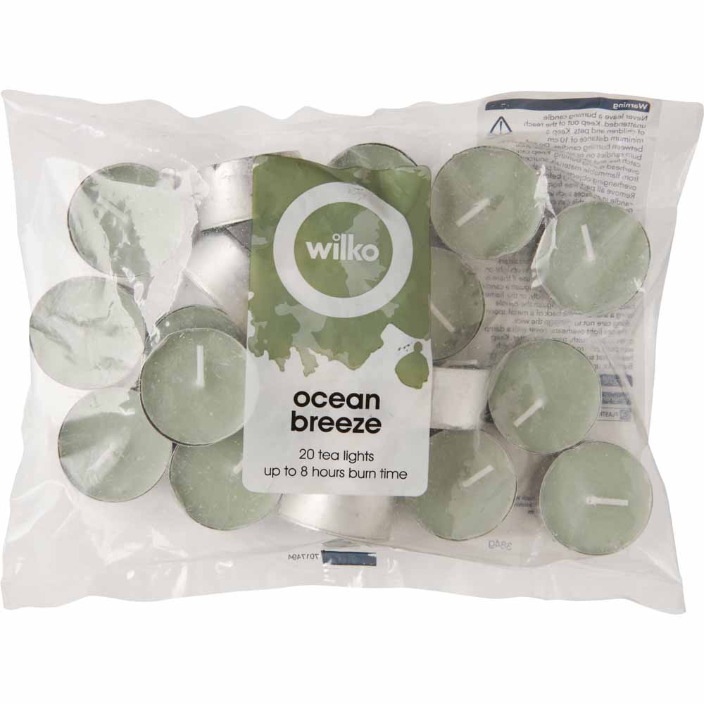 Wilko Ocean 8 Hour Burn Tealights 20pk Image 1