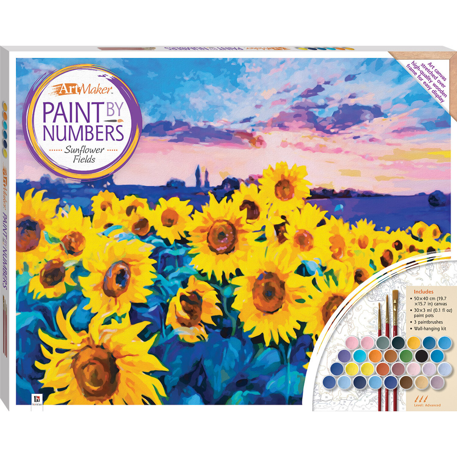 Hinkler Paint by Numbers Sunflower Field Canvas 51.1 x 41.1cm Image