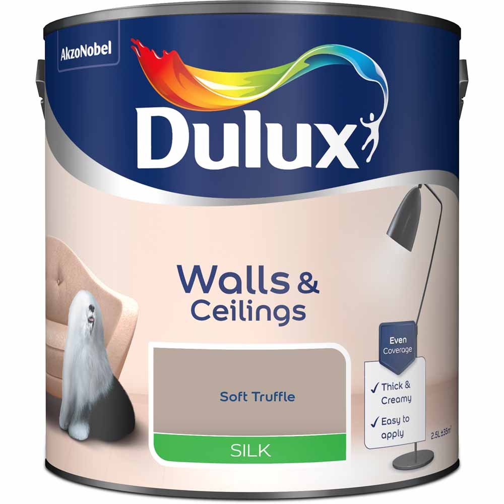 Dulux Walls & Ceilings Soft Truffle Silk Emulsion Paint 2.5L Image 2