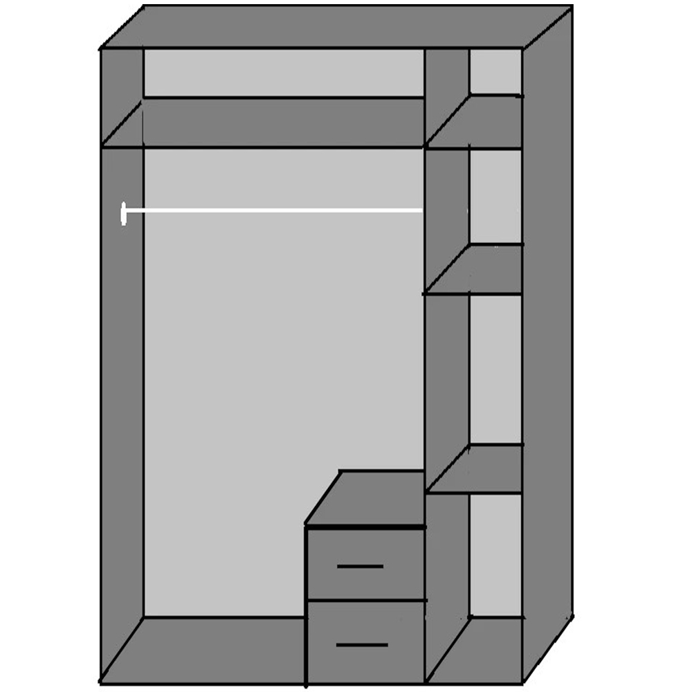 TJ'S Teleford 3 Door 2 Drawer Grey Wardrobe Image 3