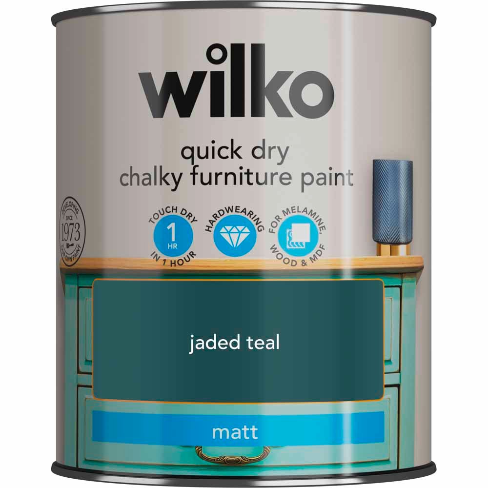 Wilko Quick Dry Jaded Teal Furniture Paint 750ml Image 2
