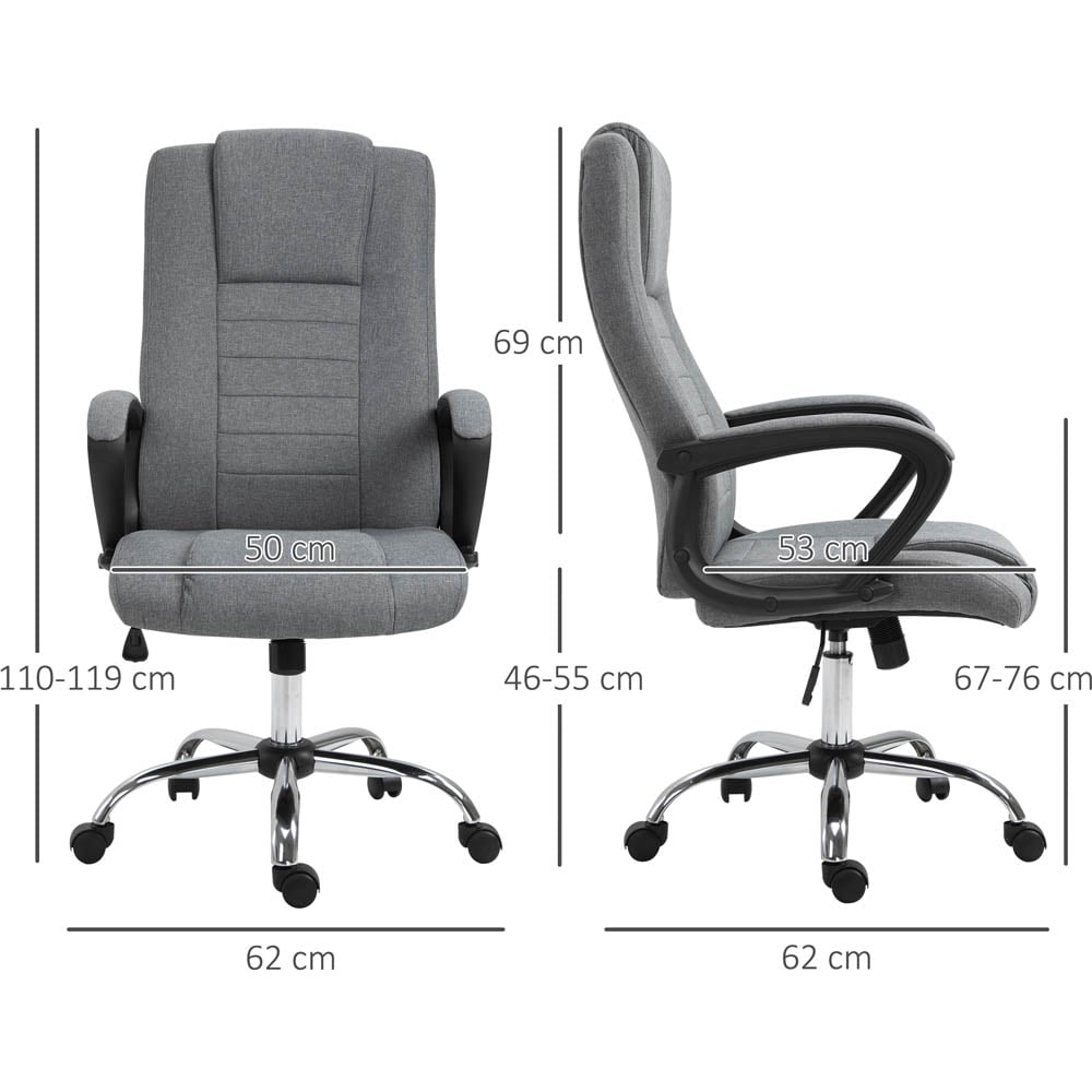 Portland Grey Linen Swivel Office Chair Image 8