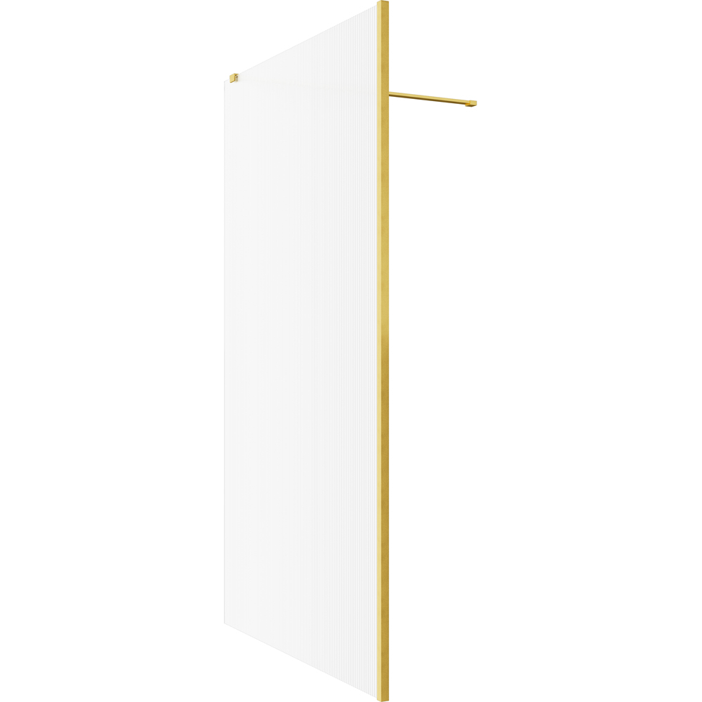 Bathstore Nero Fluted Glass Wetroom Shower Panel with Brushed Brass Profile and Front Arm 800mm Image 3