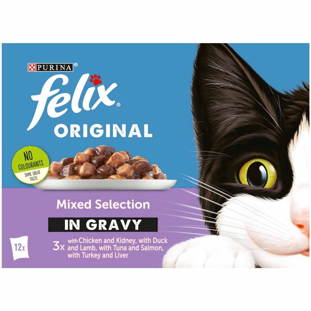 Felix Original Mixed Selection in Gravy Cat Food 100g Case of 4 x 12 Pack Image 3