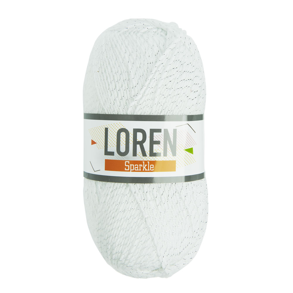 Loren White Sparkle Yarn 100g Image