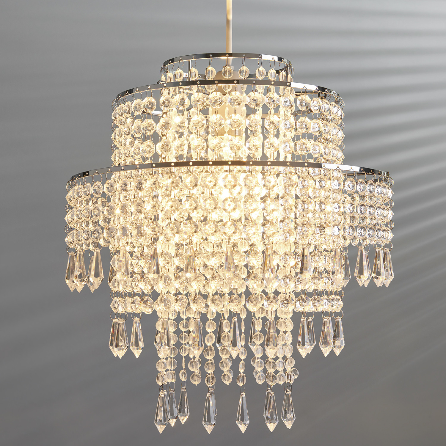 Sharna Silver Clear Jewelled Pendant Light Image 2