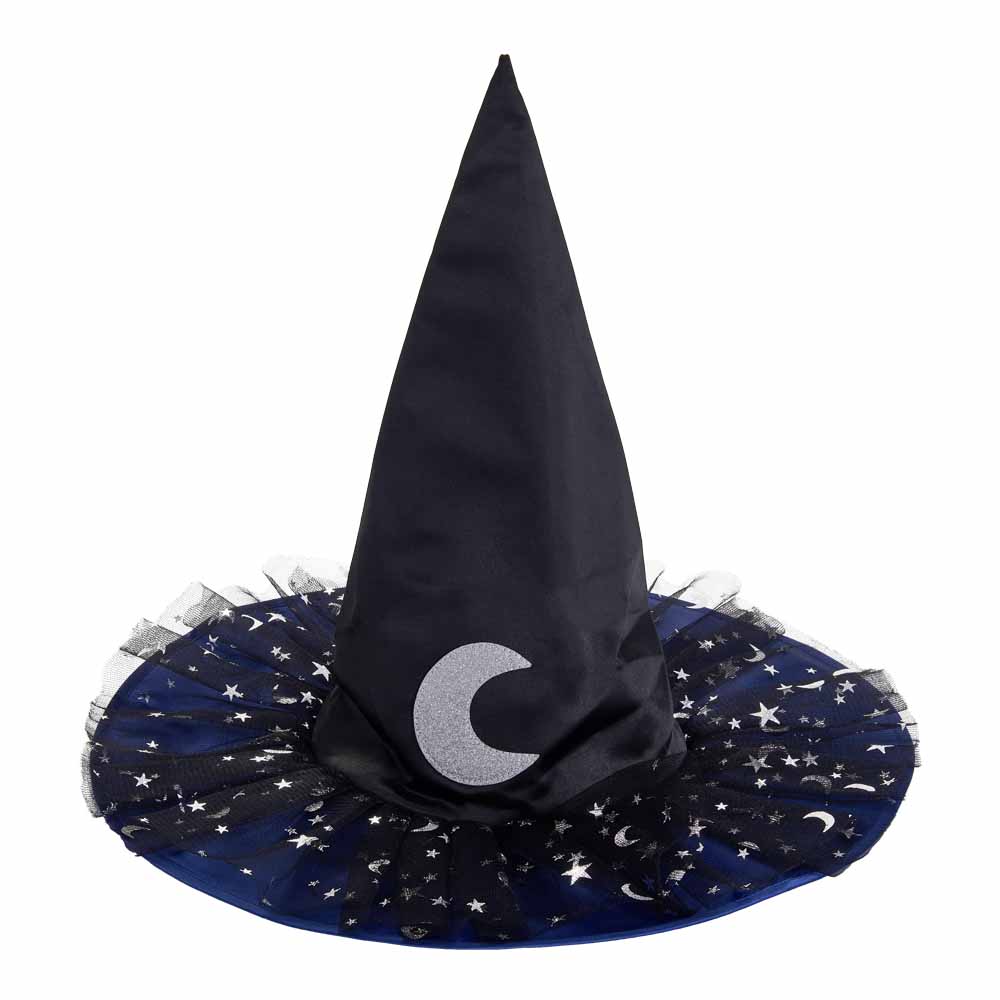 Wilko Halloween Black Witch's Hat With Veil Image