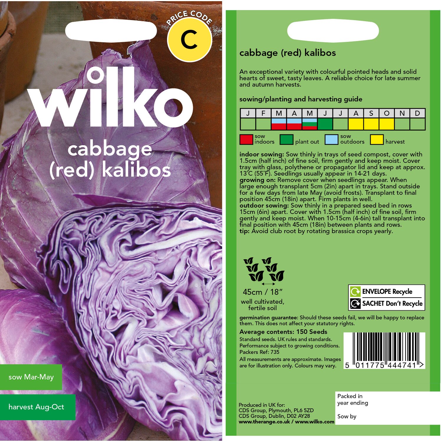 Wilko Cabbage Red Kalibos Seeds Image 3