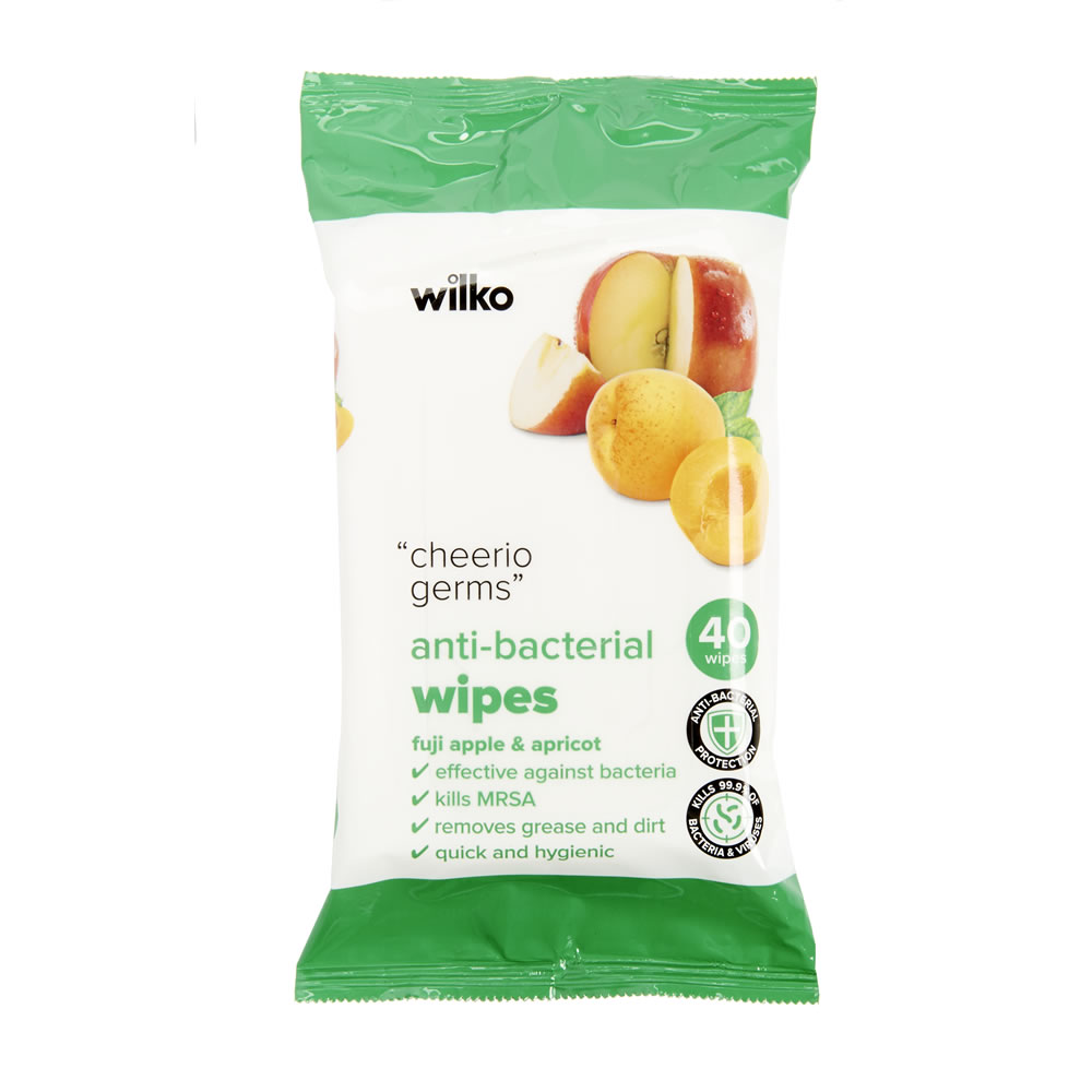 Wilko Fuji Apple and Apricot Antibacterial Wipes 40 pack Image 1