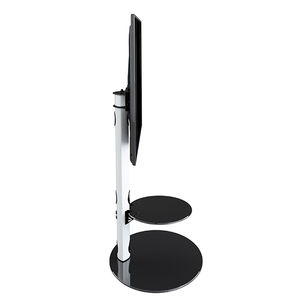 AVF Lugano Satin White and Black Glass Oval Pedestal TV Unit Image 8