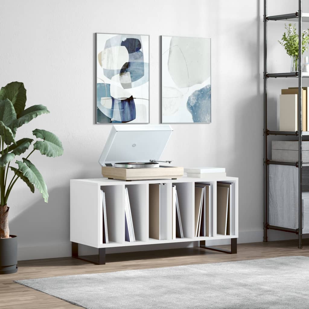 vidaXL 6 Shelf White Record Cabinet Image 8