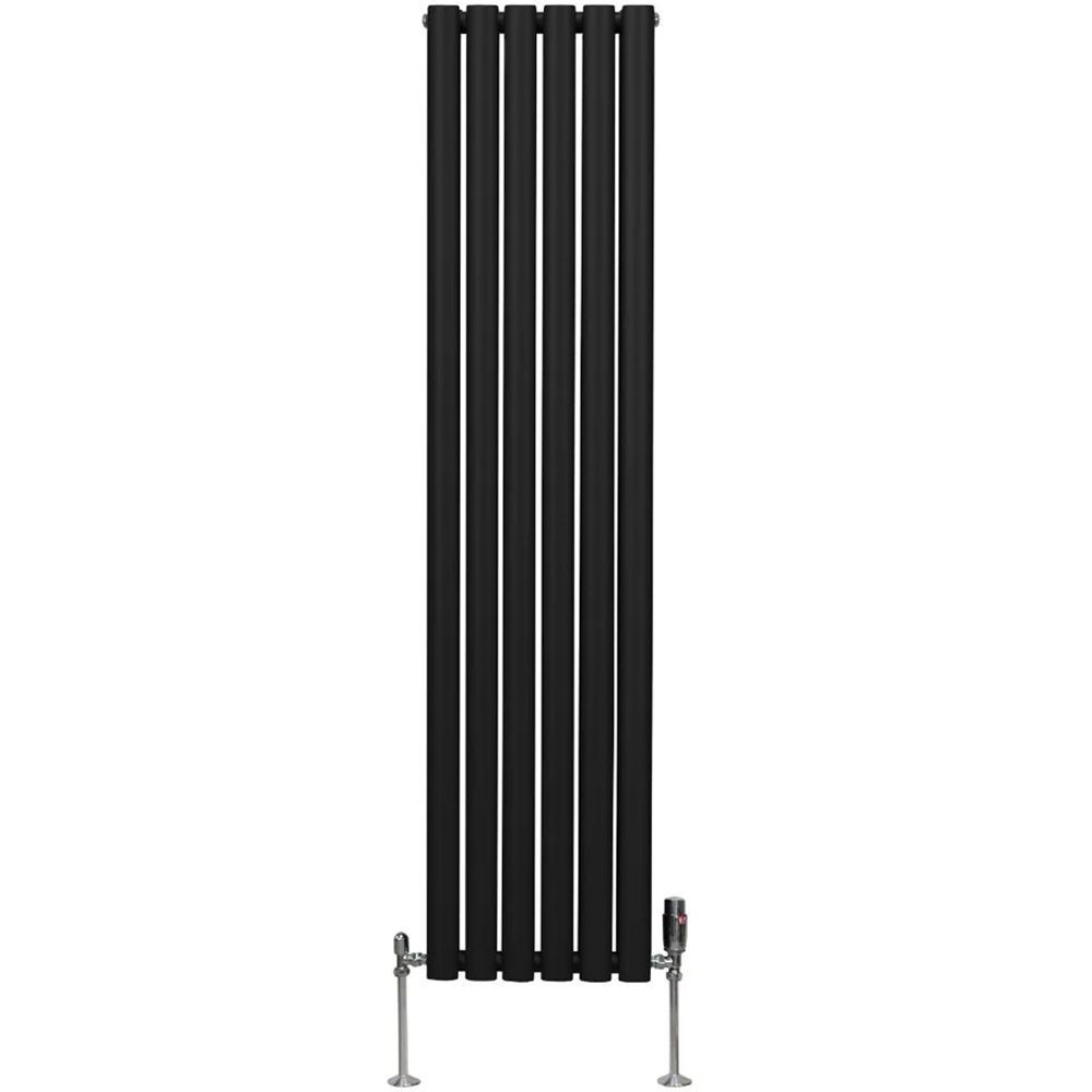 Monster Shop 4195BTU Black Oval Column Radiator and Valves 1600 x 360mm Image 1