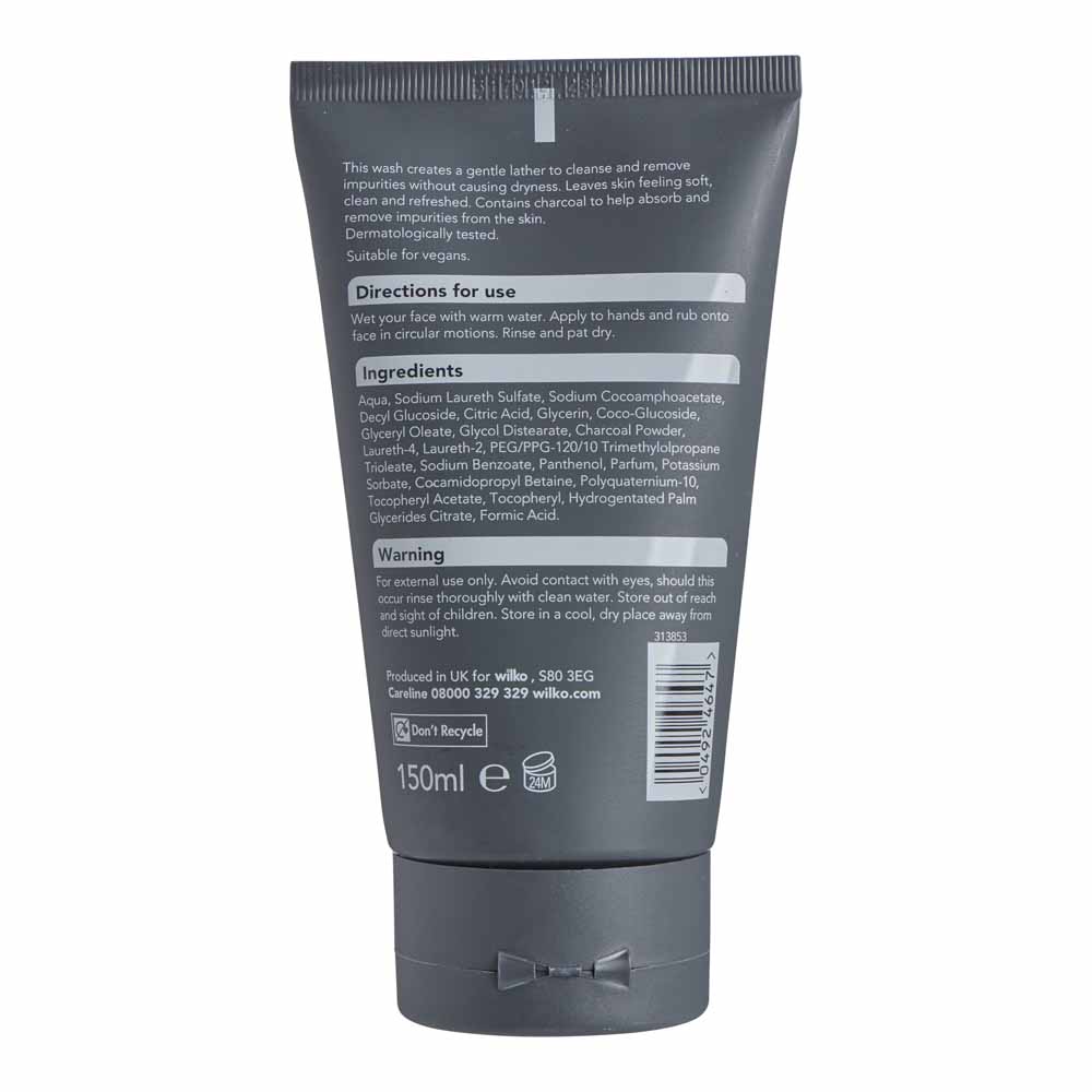 Wilko Mens Charcoal Face Wash 150ml Image 2