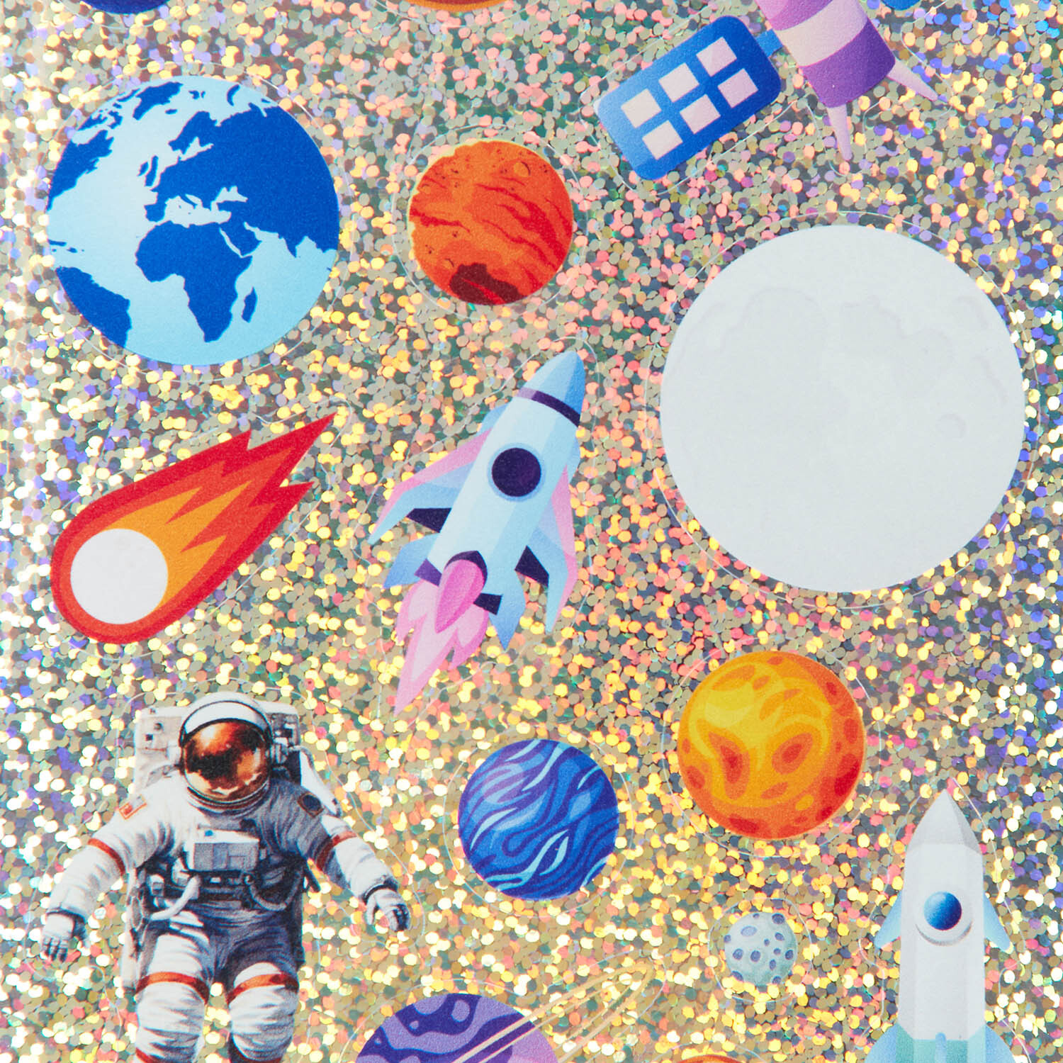 Glitter Space Stickers - Multicolour Image 4